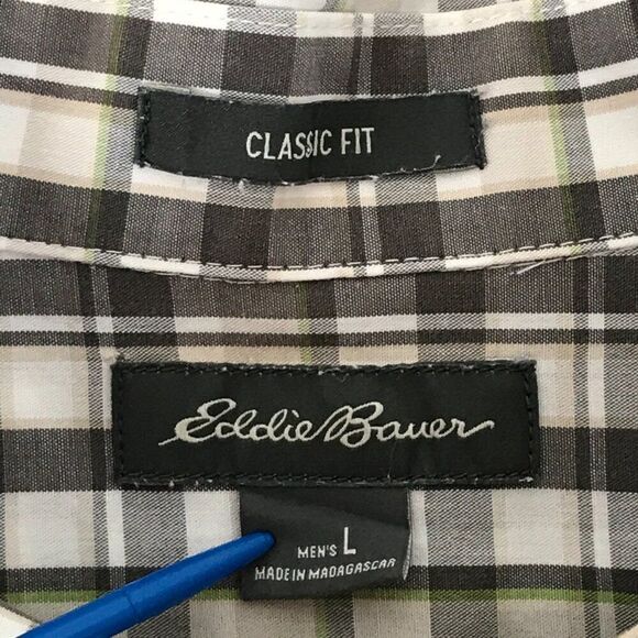 Eddie Bauer Classic Fit Button Down Shirt Men's Large Plaid 100% Cotton Casual - Picture 10 of 12